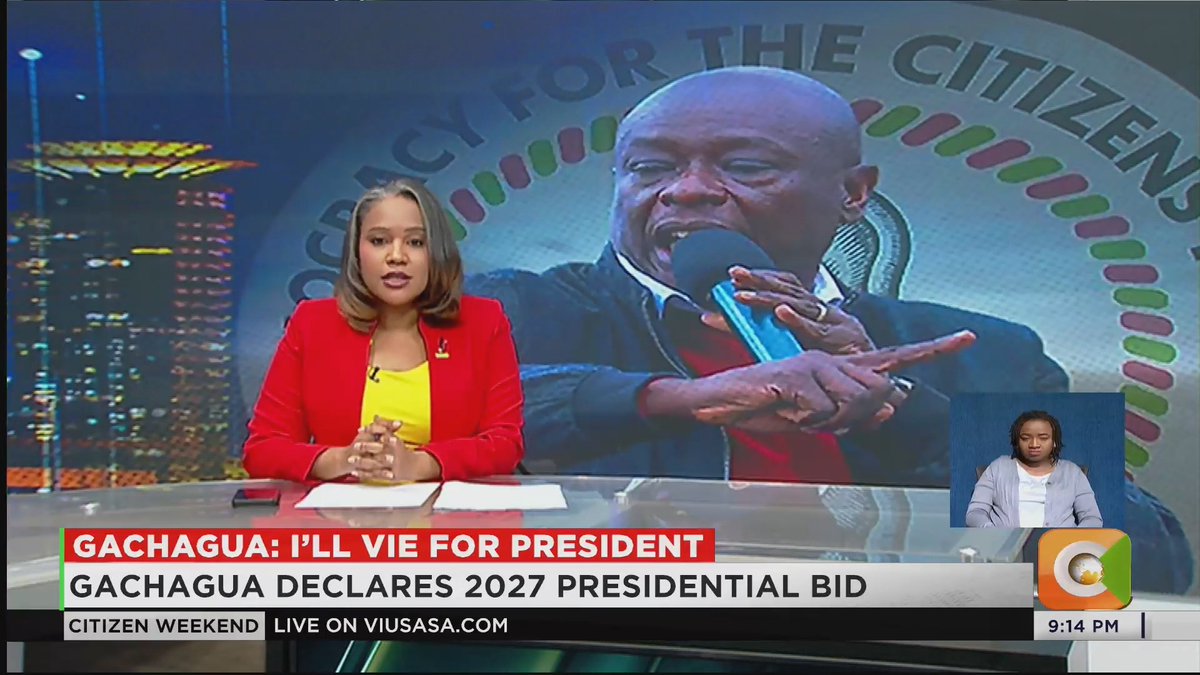 Gachagua: I’ll Vie For President Gachagua declares 2027 presidential bid Gachagua: I am in the presidential race in 2027 Malala: Only Gachagua will defeat Ruto Gachagua: Ruto will not get even 1,000 votes in Mt. Kenya #CitizenWeekend
