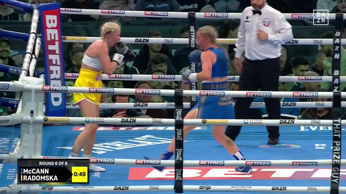 BIG debut W! 🥊✅ Meatball Molly forces Kate Radomska's corner to throw in the towel! 😤 #CrockerDonovan2 | Live NOW on DAZN