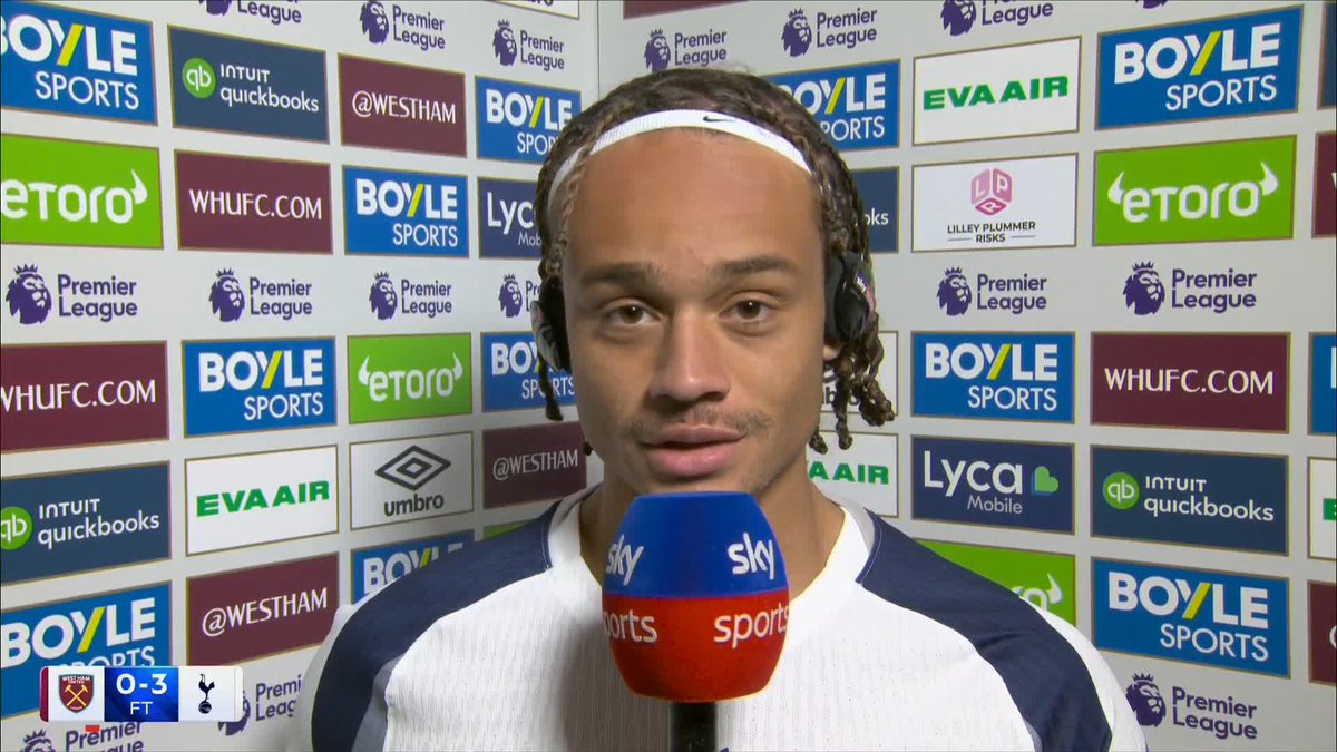 "It has always been a dream of mine to play here" Xavi Simons reacts to making his debut in Spurs 3-0 win over West Ham 👏