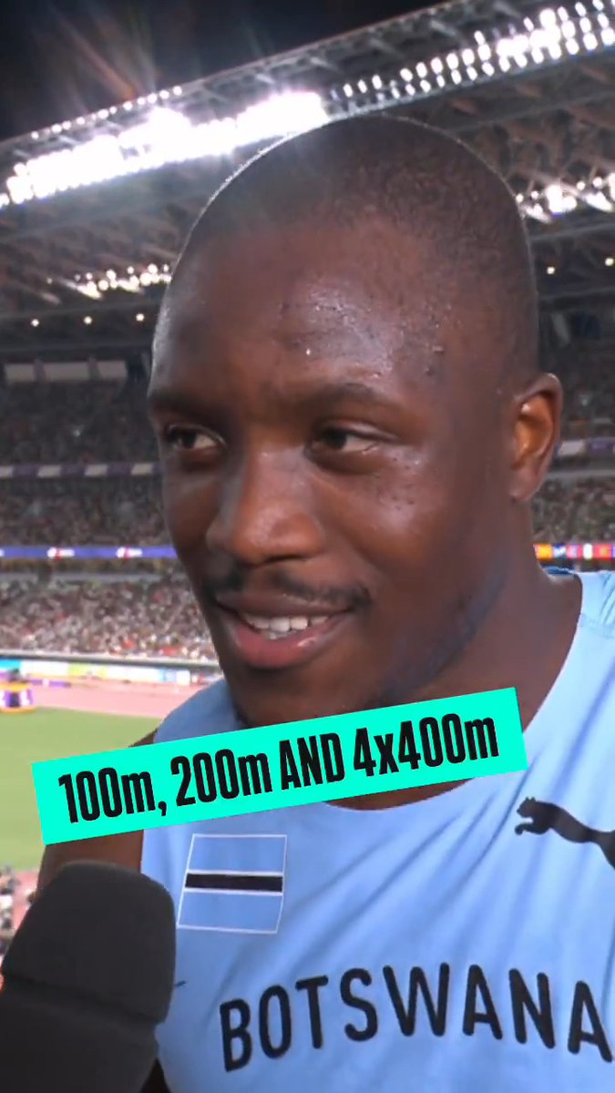 🇧🇼Letsile Tebogo making sure nobody forgets he's also running the 4x400m! Talks about being ready to put on a show in the 100m #WorldAthleticsChamps
