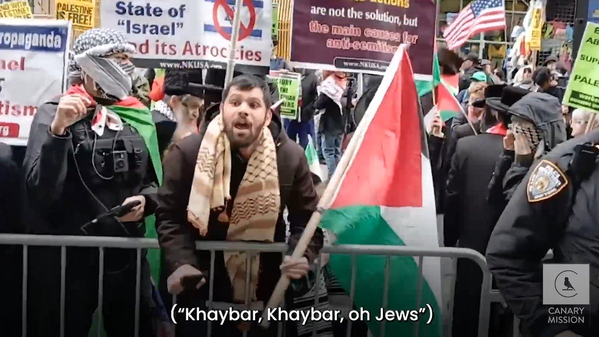 Flashback to when unhinged NY-based anti-Israel activist Anas Shuaib went off about the Battle of Khaybar, when Muslims massacred Jews in the 7th century. Here he calls for a new massacre of Jews in Israel, while the Neturei Karta stands by him. At least he said "Yahud" instead of hiding behind code word "Zionists" this time!