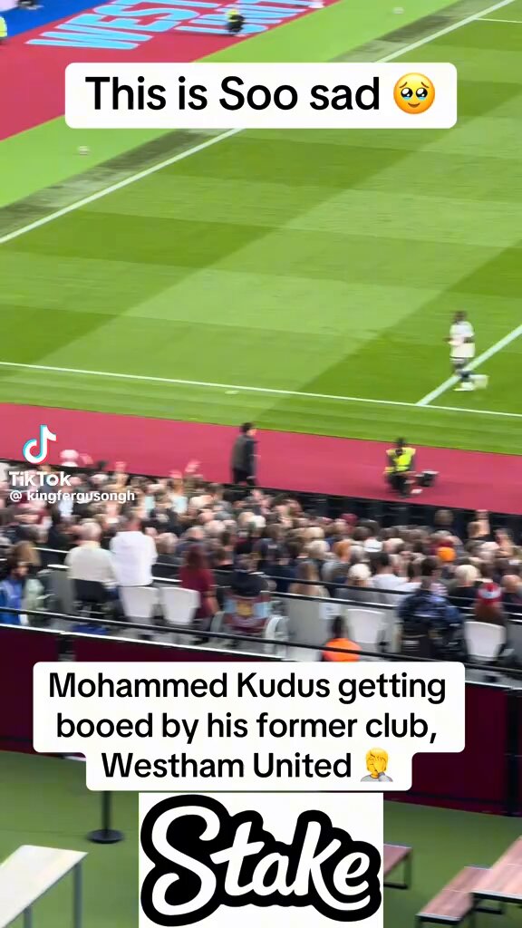 Tottenham star Mohammed Kudus was booed by his former club, West Ham, at the London Stadium.