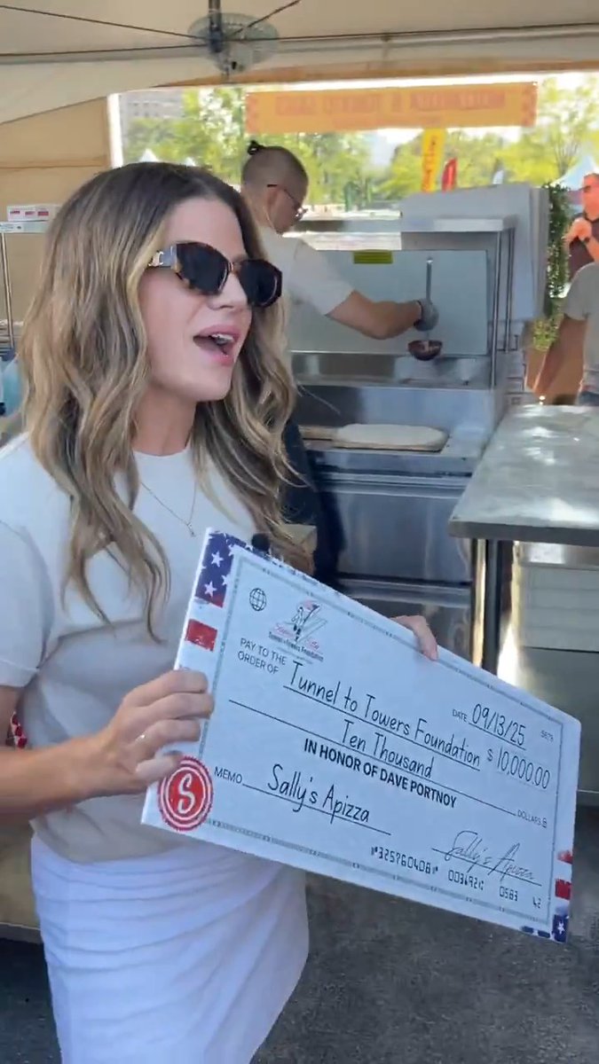 One of my favorite pizzas in the world Sally's Apizza with an unbelievable gift and a very generous donation to Tunnel to Towers. Can't thank them enough