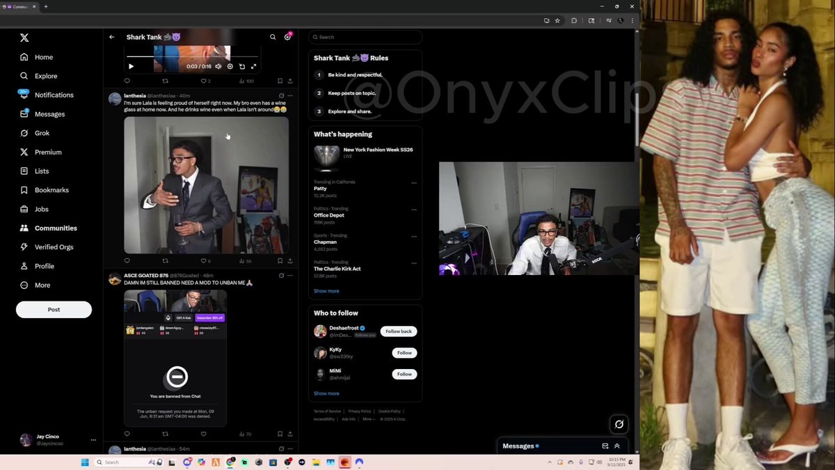 Jay Cinco says Lala changed his life by making him drink wine and that she's gonna feel the "wraph" of it when she comes back from vacation😭 "when she lands in 30 minuets, shes gonna have to feel the wraph of that Snoop Dogg wine"💀