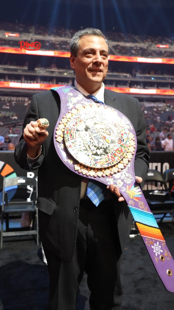WBC president Mauricio Sulaiman shows off the special 'Nahui Huey Altepemeh' - Tlaxcala II belt which will be awarded to the winner of Canelo Alvarez vs Terence Crawford ๐ #CaneloCrawford live on Netflix l #RiyadhSeasonCard | ู
ูุณู
ุงูุฑูุงุถ | Riyadh Season ๐ฅ