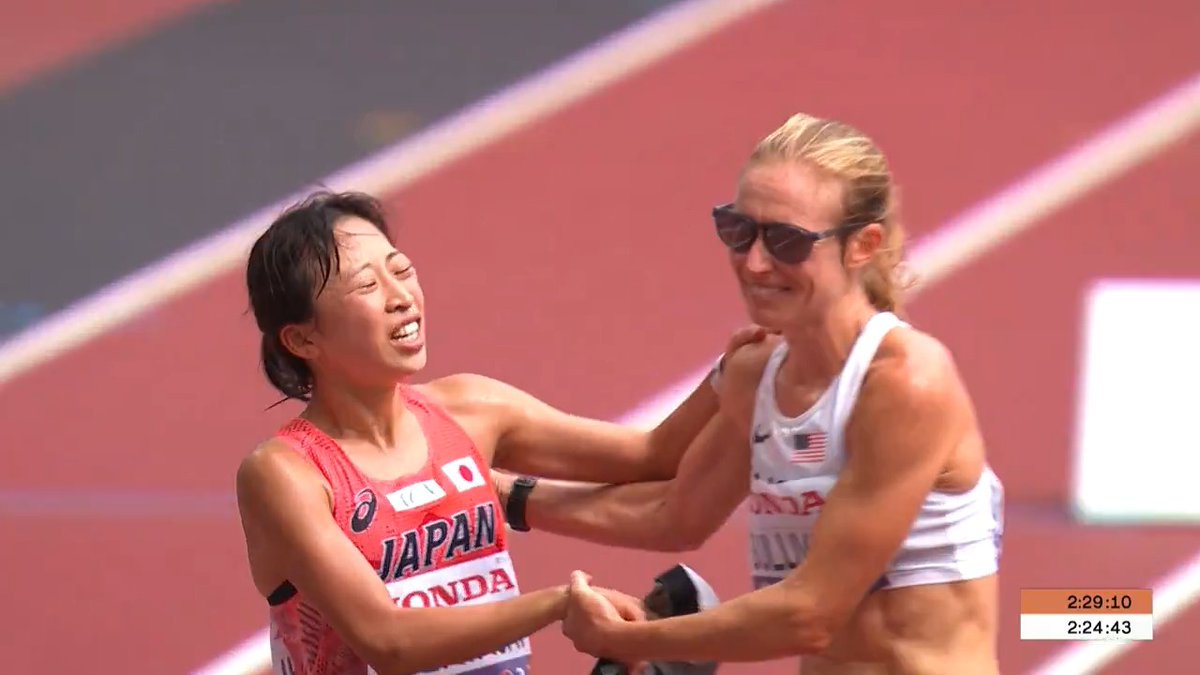 【東京世界陸上 】 ▶️女子マラソン 🥇 🇰🇪ジェプチルチル 選手 2:24:43 🥈 🇪🇹アセファ 選手 2:24:45 🥉 🇺🇾パテルナイン 選手 2:27:23 7位 🇯🇵小林香菜 選手 2:28:50 入賞🎊 13位 🇯🇵佐藤早也伽 選手 28位 🇯🇵安藤友香 選手 📺TBS系列 生中継