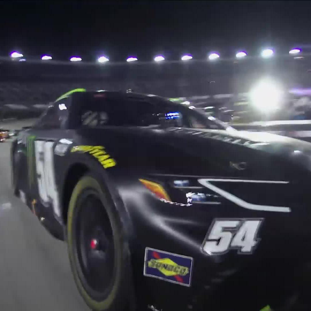 Folks, is tonight the night? Ty Gibbs pushes his way back to the lead.