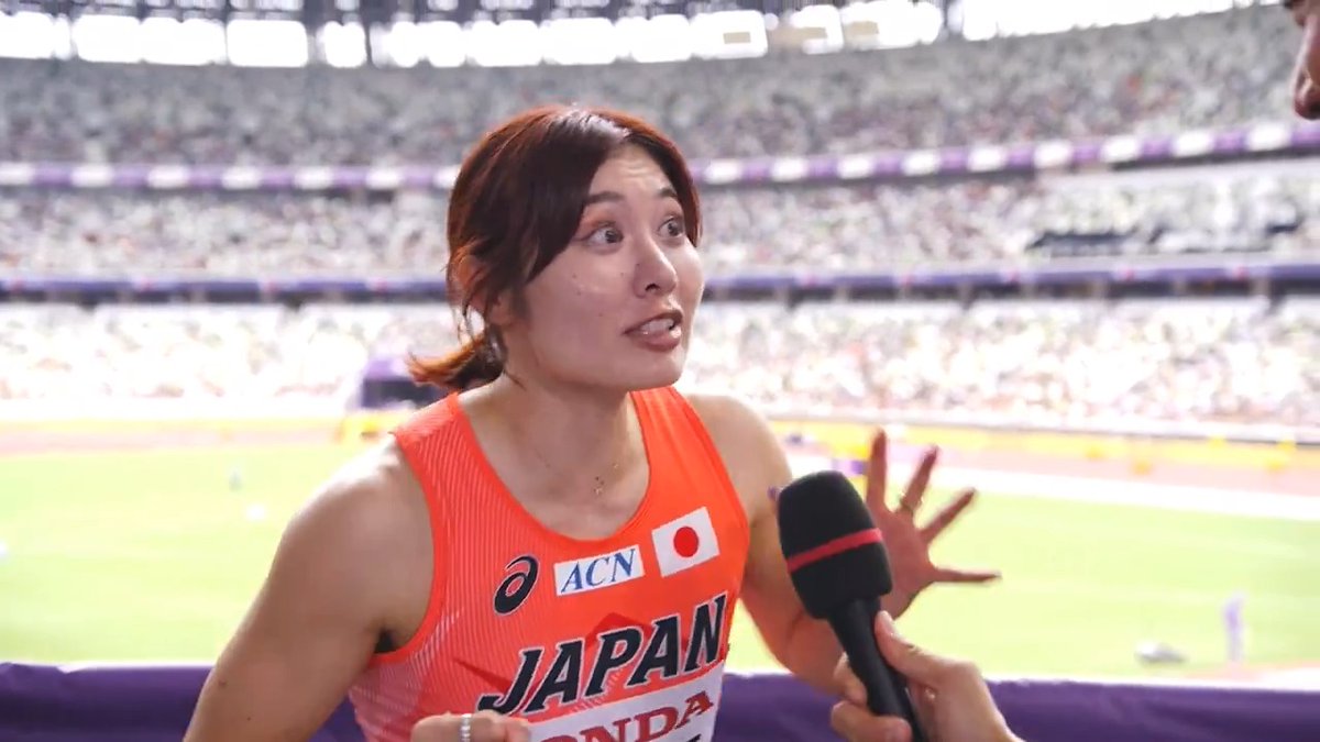 【#東京世界陸上 】 ✅女子100mハードル 予選 2大会ぶりの準決勝進出✨✨ 🇯🇵#福部真子 のインタビューです！！！ 🗣「まずスタートラインに立てたことが嬉しかった 準決勝では日本記録を狙っていきたい」 📺TBS系列 生中継