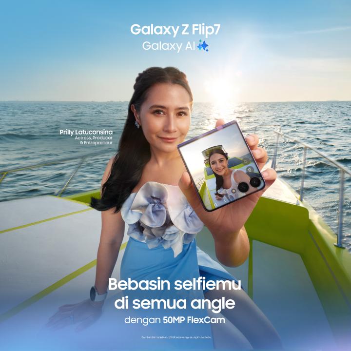Mau punya Galaxy Z Flip7 kayak Prilly? 😃 Tonton videonya dan kasih reaksimu dengan reply: "Liburan bawa Galaxy Z Flip7 fix seru! Ada Rating IP48 yang tahan cipratan air, bebas selfie pakai 50MP FlexCam, juga design yang compact & pocketable" Ayo reply sebanyak-banyaknya! 👇