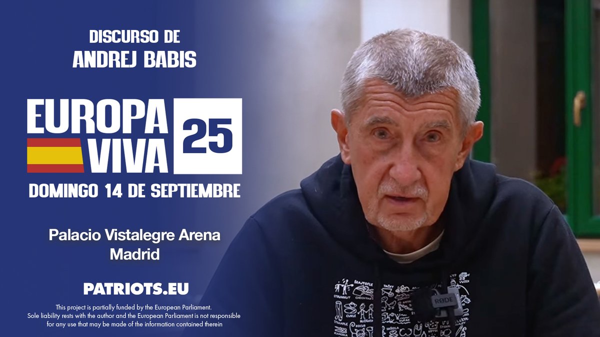 🇨🇿 Andrej Babiš, líder de ANO, desde la campaña electoral checa se conecta con #EuropaVIVA25 de Patriots.eu y llama a los patriotas a estar unidos. «Es una batalla por el alma de Europa, por nuestras familias, por nuestras libertades y por nuestro futuro».