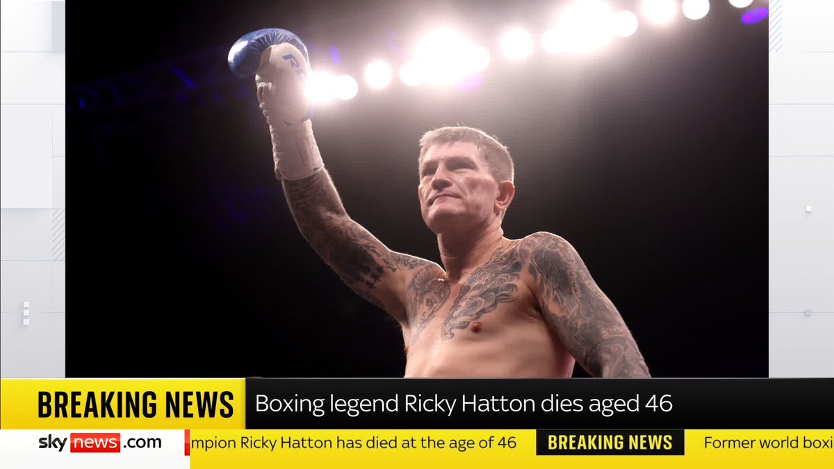 BREAKING: Former world boxing champion Ricky Hatton has died at the age of 46, PA News understands 📺 Sky 501, Virgin 602, Freeview 233 and YouTube