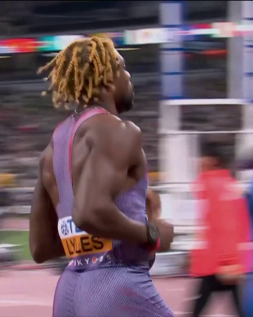 Noah Lyles is headed to the 100m FINAL to defend his world title. #WorldAthleticsChamps