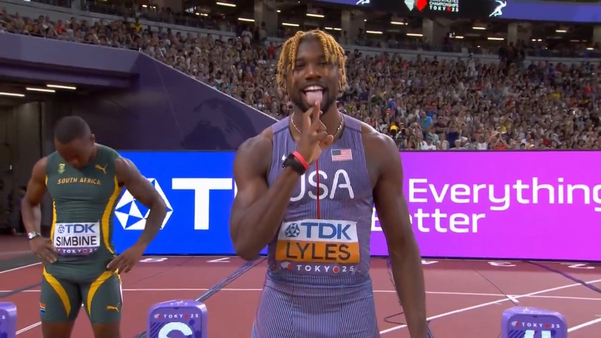 【東京世界陸上】 ▶️男子100m 準決勝1組 2大会連続! 短距離3冠を目指す👑 🇺🇸ライルズ 選手 1位 9秒92 🙌決勝進出🙌 ✨今夜は26年ぶりに男女100m同日決勝✨ 男子100m決勝は22時20分頃〜 📺TBS系 生中継