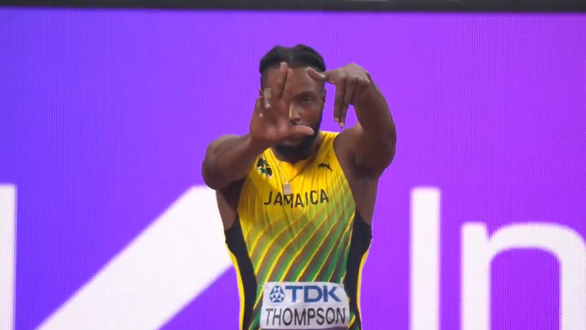 【東京世界陸上】 ▶️男子100m 準決勝2組 🇯🇲 トンプソン 選手 🇺🇸ベドナレク 選手 同率1位 9秒85 笑い合ってゴール😆‼️ 今夜は26年ぶりに男女100m同日決勝!!! 男子100m決勝は22時20分頃〜 📺TBS系 生中継