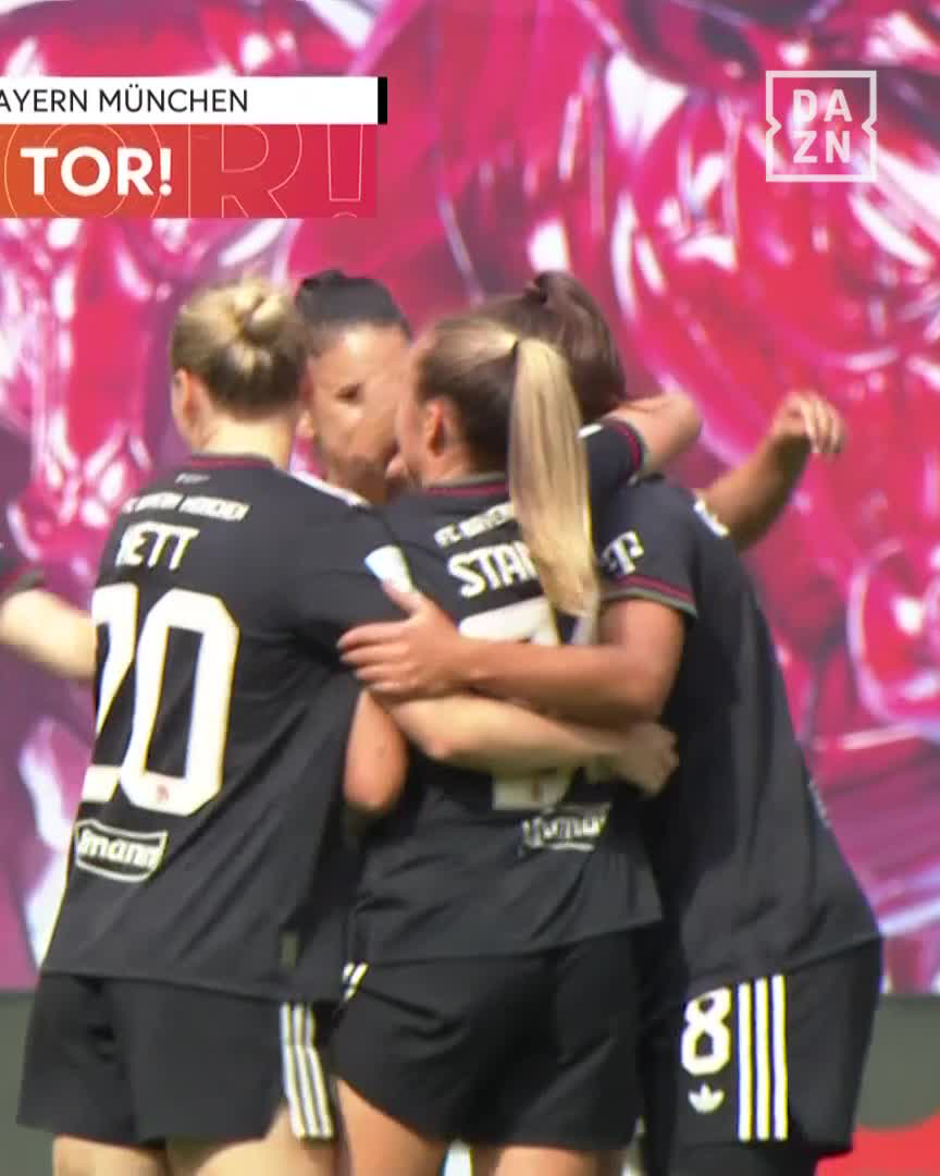 😍 First start &amp; first goal for Lena Oberdorf in the Bayern jersey, to give them the lead away at RB Leipzig! Watch live for free on #DieLiga