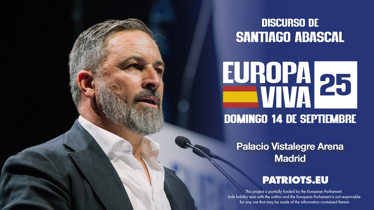 🇪🇸 HISTÓRICO discurso de Santiago Abascal 🇪🇸 en #EuropaVIVA25 de Patriots.eu 🔄 ¡COMPARTE masivamente!
