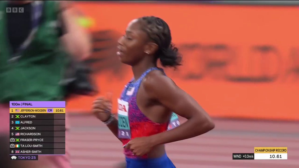 No-one could get close 😮💨 Melissa Jefferson-Wooden wins 100m gold with the fastest ever time at the World Championships ⏱️🇺🇸