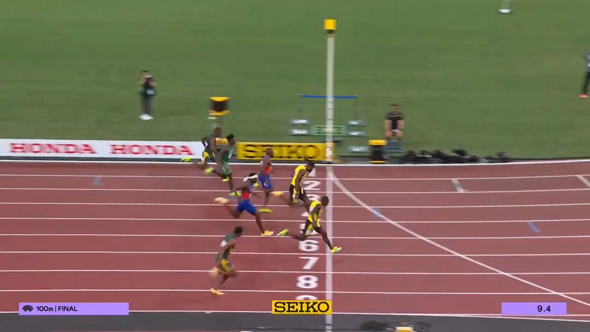 【東京世界陸上】 ⚔️人類最速決定戦⚔️ ▶️男子100m 決勝 🥇🇯🇲セビル 選手 9秒77(自己新記録) 🥈🇯🇲トンプソン 選手 9秒82 🥉🇺🇸ライルズ 選手 9秒89(今季ベスト) 人類最速は🇯🇲セビル 選手に決定! 🇯🇲セビル 選手 世界陸上初制覇🎉✨ 📺TBS系列 生中継