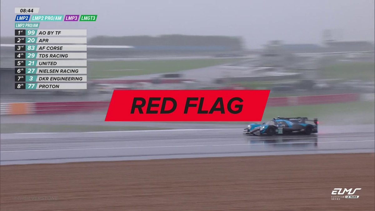 RED FLAG Conditions become unsuitable for racing, and the red flag brings an end to the Goodyear 4 Hours of Silverstone. Congratulations to our winners, and thank you for sticking with us today at the track throughout the rain! #ELMS #4HSilverstone