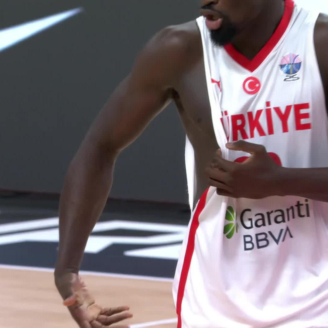 Adem Bona had his jersey ripped on the and-one. 😬 #EuroBasket | #MakeYourMark
