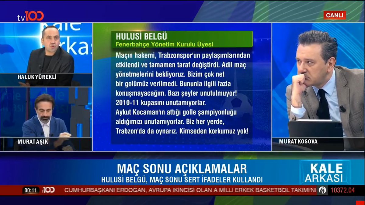 Haluk Yürekli: "Fenerbahçe yöneticisi, 'Hakem taraf değiştirdi' diyor. Bu sıkıntılı cümle! Fenerbahçe adına konuşan yönetici, 'Hakem taraf değiştirdi' diyorsa, 'Hakem ilk yarı bizim tarafımızdaydı, ikinci yarı karşı tarafa geçti' şeklinde düşünüyor demektir!"