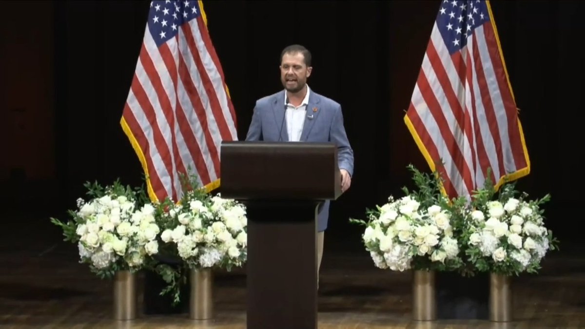 "Friends, we are mourning, but we are also celebrating an incredible life. From South Korea to London, Charlie Kirk has had an impact. From student campuses to the White House, Charlie Kirk has had an impact." - Arizona State Senator and close friend of Charlie Kirk, Jake Hoffman.