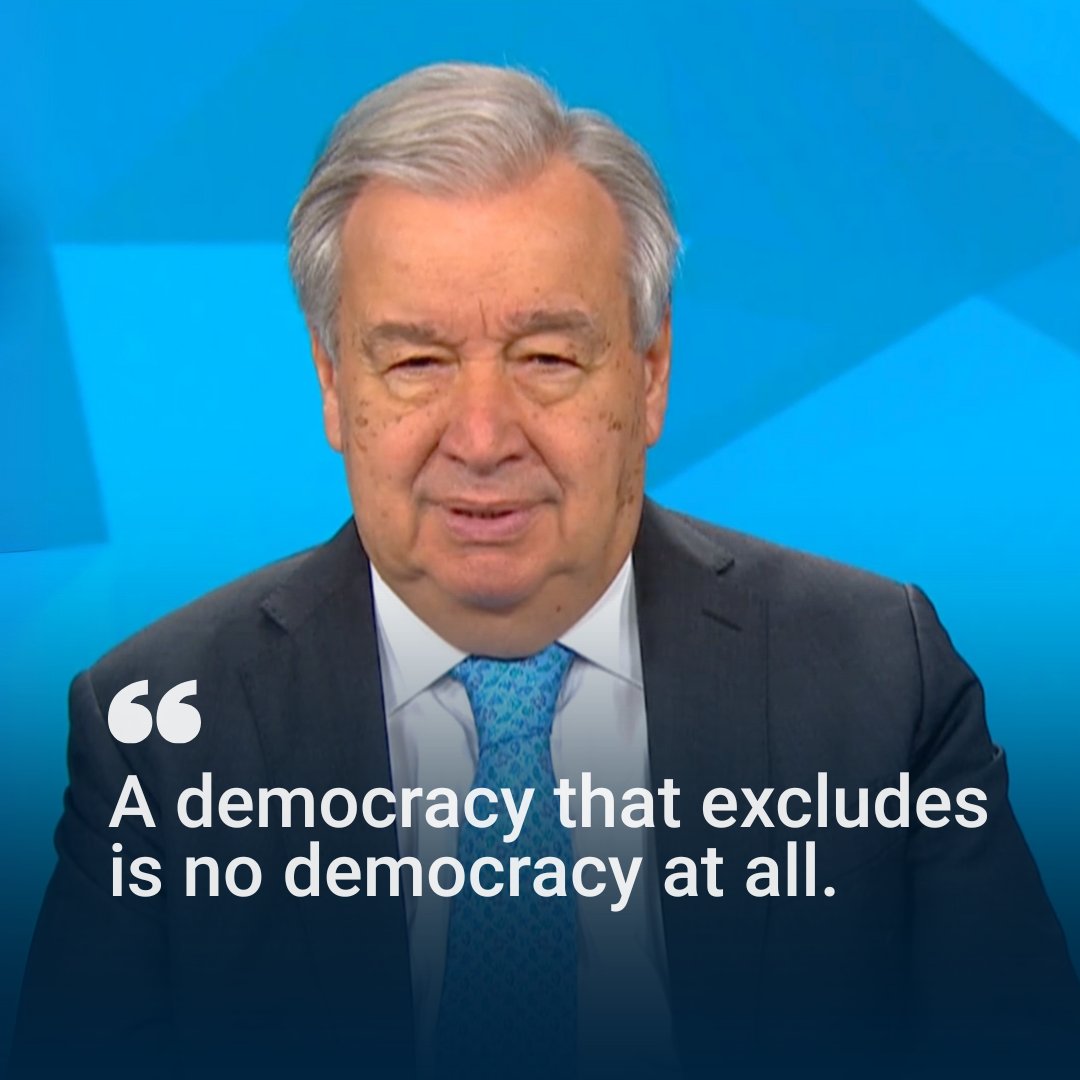Democracy is powered by the will of the people. It thrives when human rights & fundamental freedoms of all are upheld. On this #DemocracyDay, let's reaffirm democracy as a force for dignity, inclusion & peace – and work together to ensure it delivers for all.