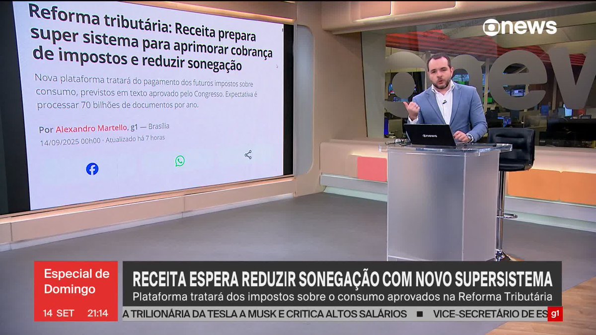 O governo prepara um supersistema sem precedentes para operacionalizar o pagamento de impostos. A plataforma tecnológica vai tratar dos futuros tributos sobre o consumo, previstos na reforma tributária aprovada pelo Congresso. ➡ Assista na #GloboNews: