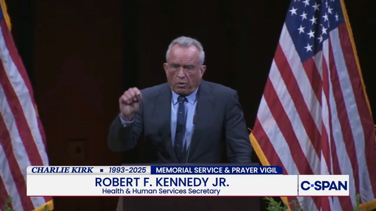WATCH: Complete remarks by HHS Secretary Robert F. Kennedy, Jr at Charlie Kirk Memorial Service.