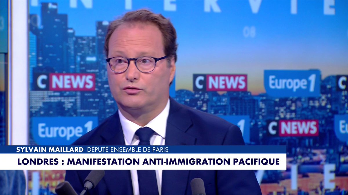 Sylvain Maillard (Renaissance) à propos de la manif anti-immigration à Londres : "Ce ne sont quasiment que des Blancs"