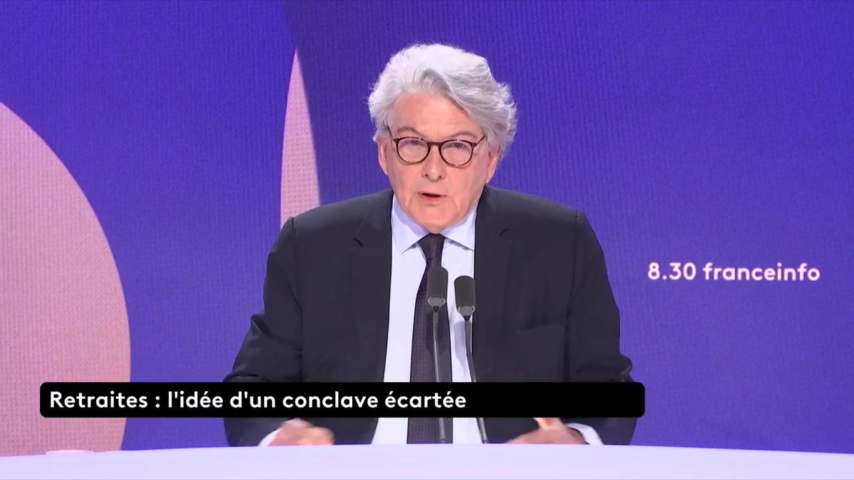 🔴 Réforme des retraites : ▶ " La France engrange 15000 milliards et dépense 1670 milliards. La retraite est méritée et payée par les actifs pendant 27 jours, les trois jours restants ce sont les enfants qui payent. Je ne trouve pas ça normal.", indique Thierry Breton .