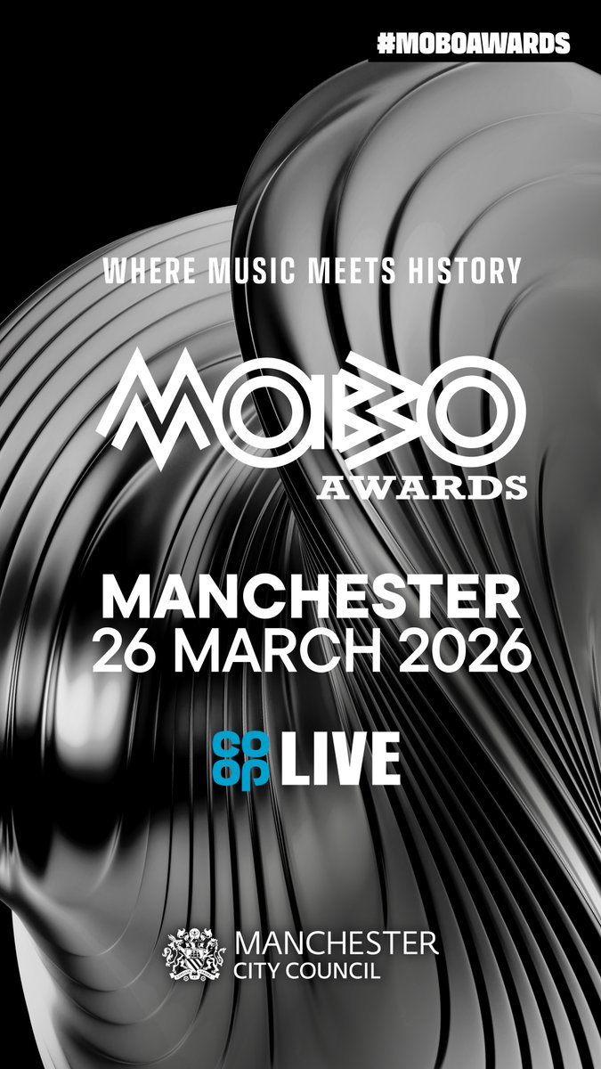 🚨 IT’S OFFICIAL 🚨 The #MOBOAwards are heading to Manchester for the very first time! On Thursday 26 March 2026, we will take over Co-op Live for what promises to be one of the biggest and most iconic nights in MOBO history🔥