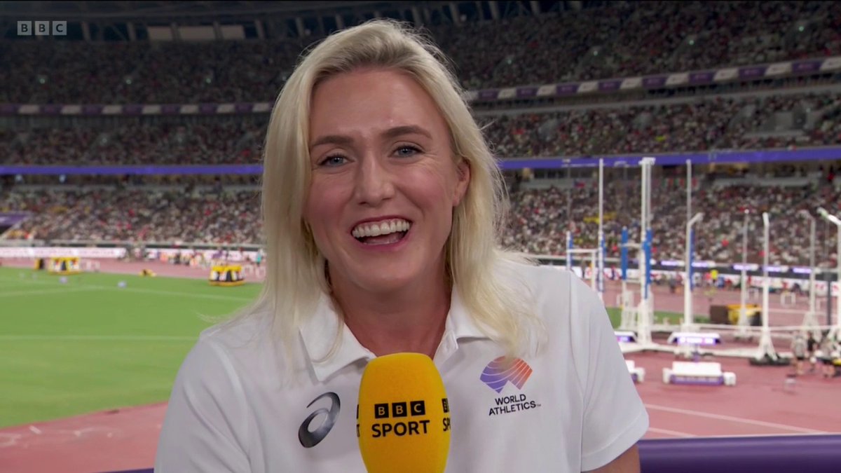 "We love live TV don't we?!" 😅 Two-time 100m hurdles champion Sally Pearson's daughter couldn't resist having her moment in the spotlight. #WorldAthleticsChamps #BBCAthletics