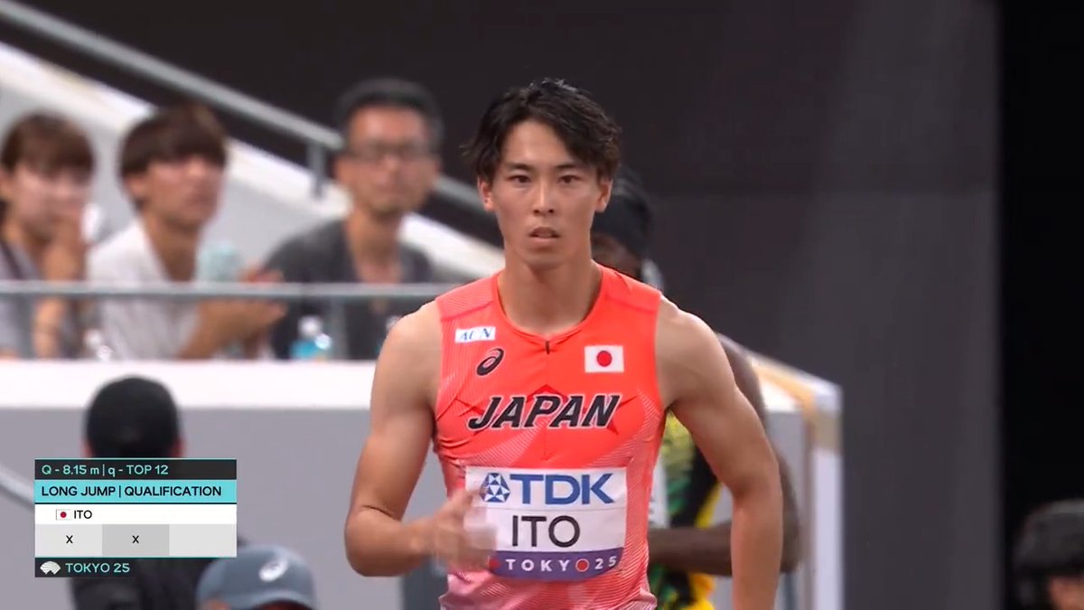 【#東京世界陸上】 ✅男子走幅跳 予選A組 世界陸上初出場⚡️ 🇯🇵#伊藤陸 7m68cm 決勝進出ならず 📺TBS系 生中継