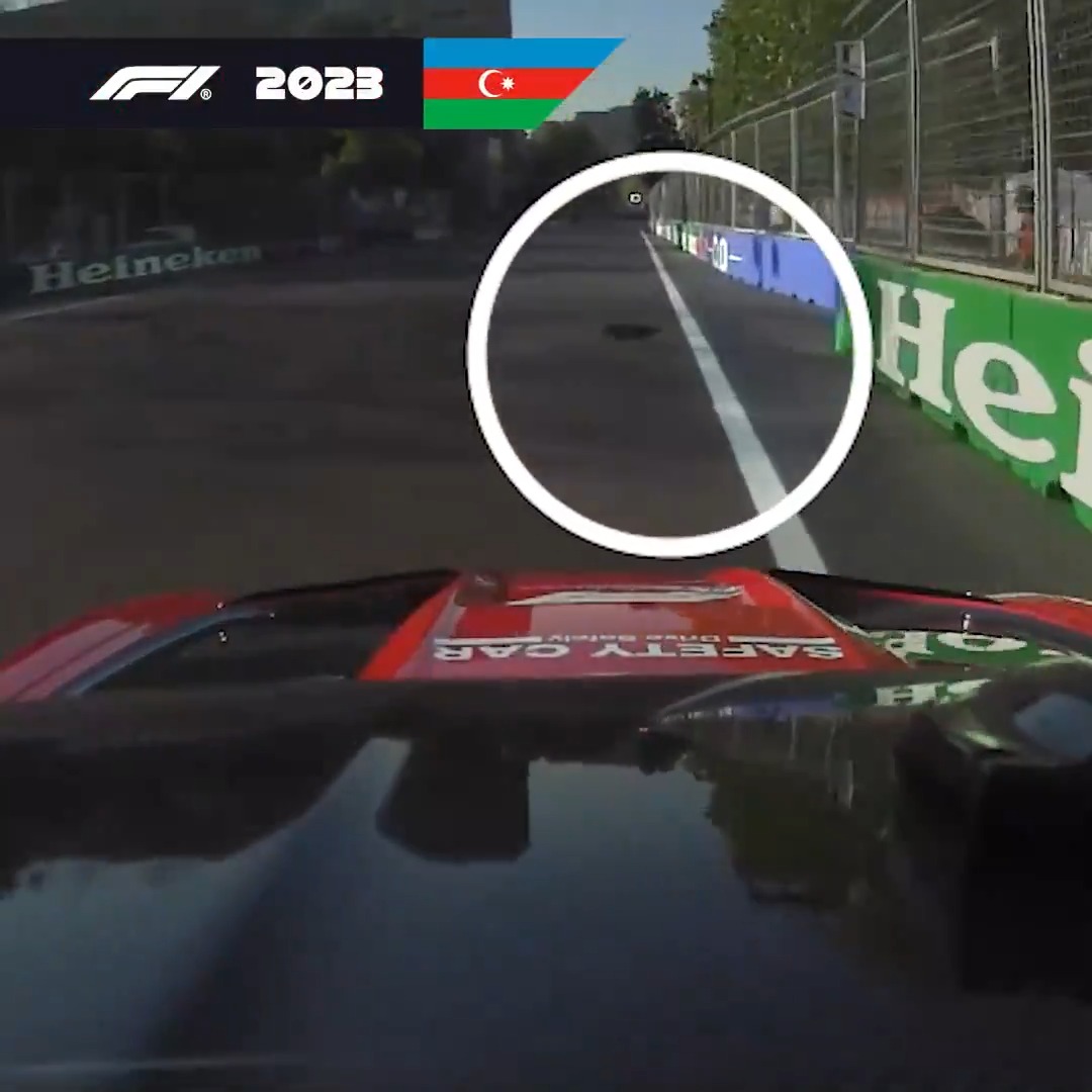 Le-cat!!! 🫣 A lucky escape for our feline friend in Baku, spotted by Charles Leclerc 🐈⬛ #F1 #AzerbaijanGP