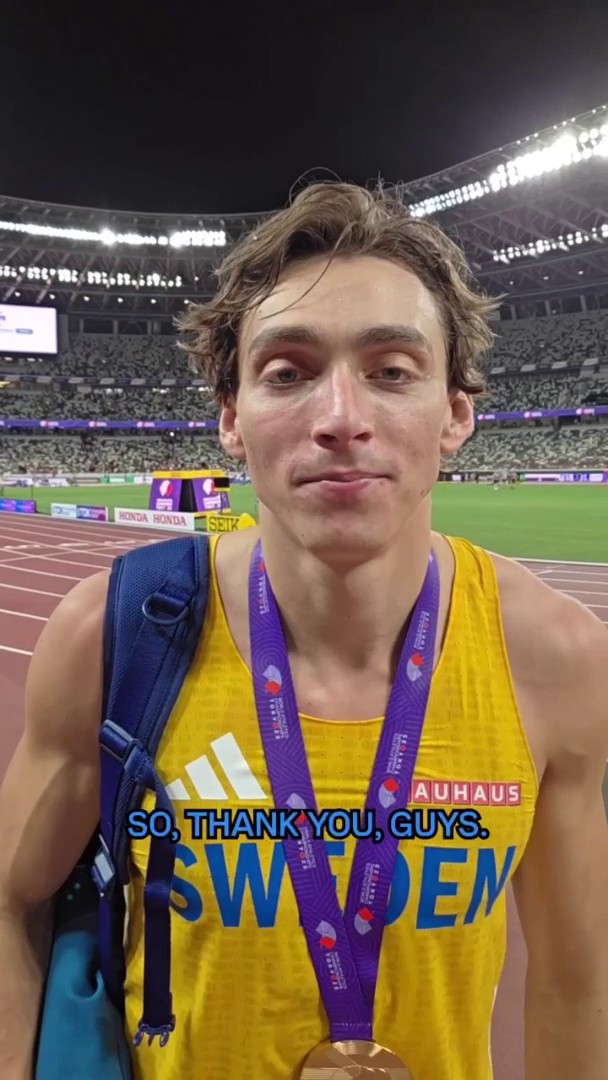 Mondo Duplantis checks in after winning a third consecutive World Outdoor Championship! 👏#WorldAthleticsChamps