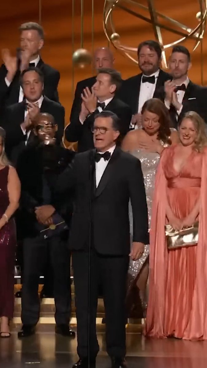 ‘Stay strong. Be brave.’ — Stephen Colbert won the Emmy for Outstanding Talk Series for ‘The Late Show With Stephen Colbert.’ This is the first time Colbert’s CBS late-night program has won in this category, just two months after the network announced it will cancel the show at the end of Colbert’s contract.