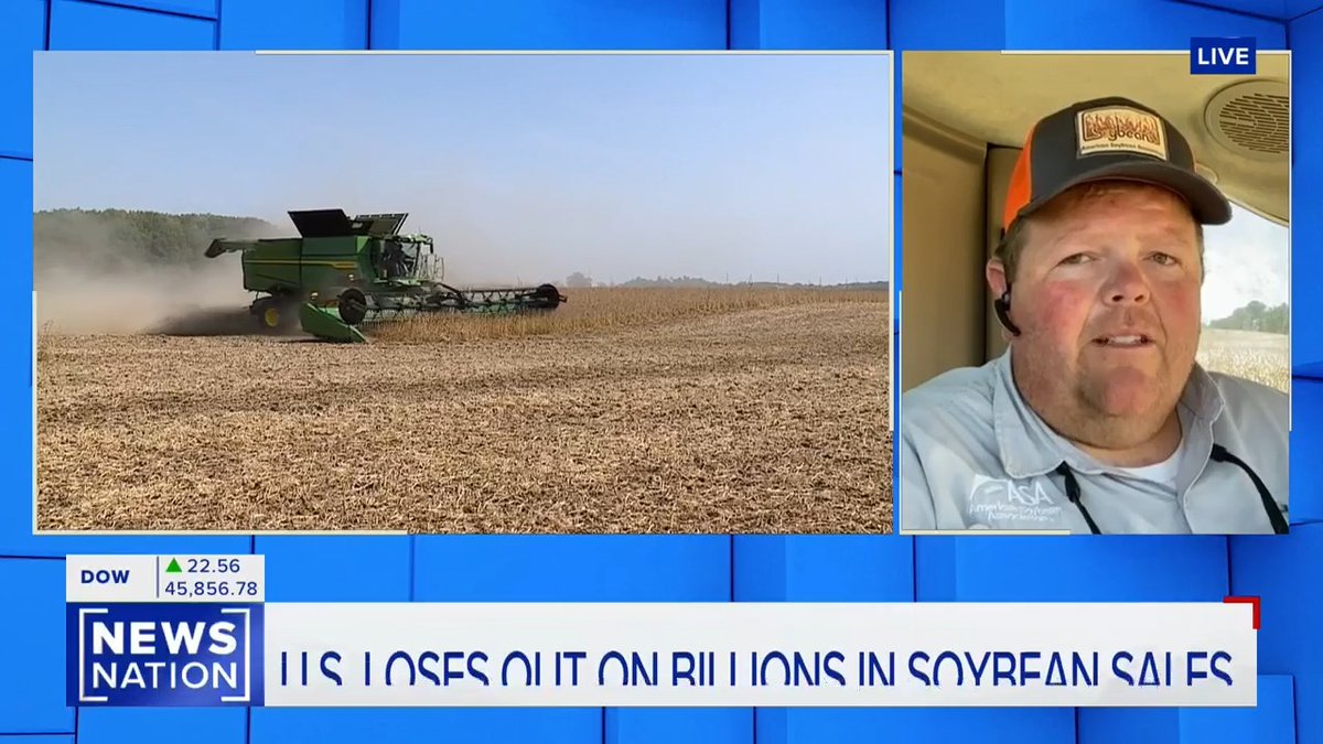 Soybean farmer: We depend on the Chinese market. And right now we have 0 sold for this crop. It's a 5 alarm fire for our industry. We are not price competitive with Brazil due to the retaliatory tariffs. Our prices are about 20% higher, and that means that the Chinese are going elsewhere. And the American soybean farmers and their families are suffering.
