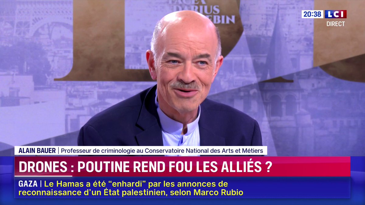 🗣️ "La seule puissance capable aujourd'hui de résister aux drones et aux missiles russes, toute seule, ou quasiment, c'est l'Ukraine par la puissance et la force de sa production. C'est quand même extraordinaire, puisque nous sommes tous en retard" : Alain Bauer