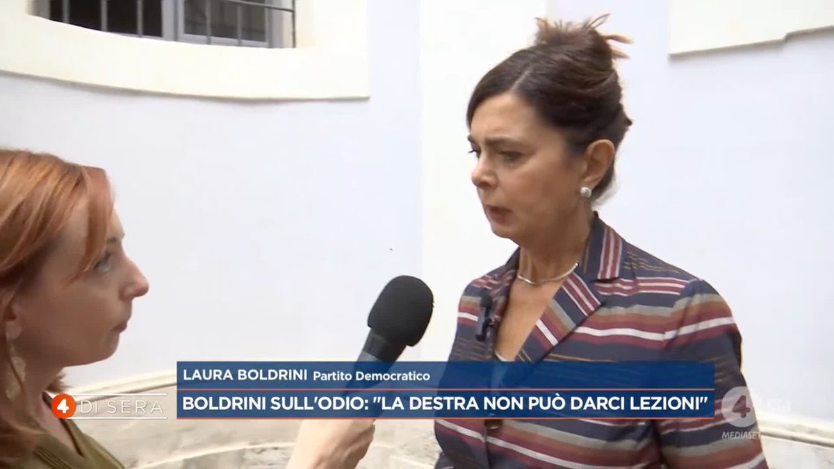 Omicidio #Kirk, Laura Boldrini: "ร incomprensibile come la Presidente del Consiglio dia la colpa alla sinistra italiana" #4disera in diretta su #Rete4 e in streaming su Mediaset Infinity