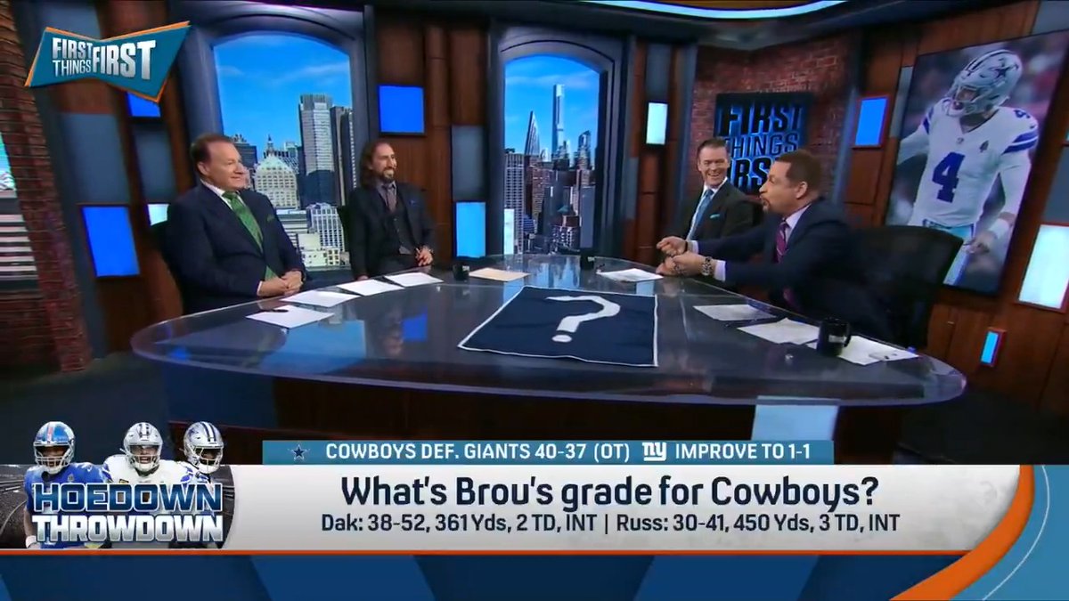 “A win in the NFL is a win in the NFL. I don’t take that away from them at all… 1-1 is good.” Professor Chris Broussard grades the Cowboys after beating the Giants 👀