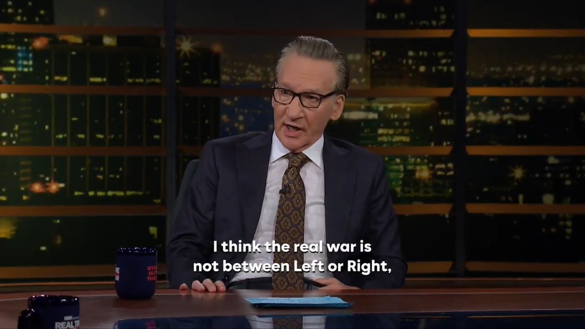 "The real war is not between the Left or Right – it's between the people on both sides who want a war and the people who don't." – Bill Maher Watch more: #RealTime #CharlieKirk