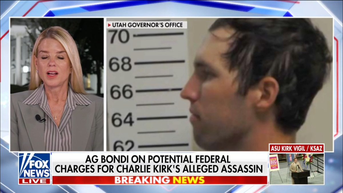"They still have the firing squad." AG Pam Bondi says the death penalty is "very real" in Utah as she addresses the case against alleged assassin Tyler Robinson.