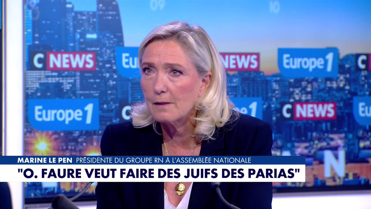 «La gauche veut refaire des Juifs des parias», affirme Marine Le Pen, députée du Nord, en revenant sur les récentes déclarations d'Olivier Faure #LaGrandeITW