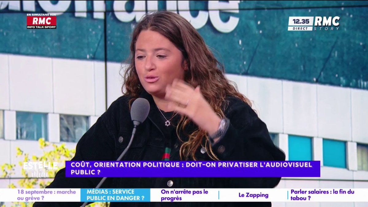 📺 Doit-on privatiser l’audiovisuel public ? 🎙️ Elise Goldfarb : "C'est l'argument des populistes ! Le RN dit "ce sont des chaînes de gauchos" et LFI dit "l'audiovisuel public, c'est la macronie"... Si on privatise, qui va racheter ? Bolloré, Stérin !" #EstelleMidi