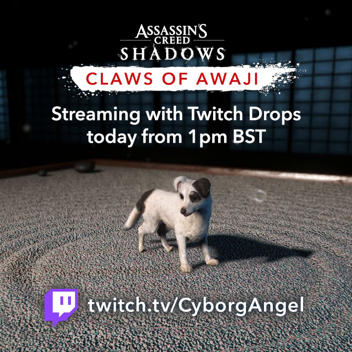 Do you like dogs 🐶? Do you like Assassin's Creed ⚔️? Then has CyborgAngel 🦋 New Games & VR 🌟I'm on NETFLIX!🌟 got a stream for you! Check out her #ClawsofAwaji stream today from 1pm BST today to unlock the gorgeous Gizmo. ▶️ #TwitchDrops #AssassinsCreed
