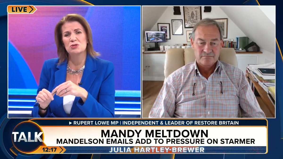Independent MP Rupert Lowe calls for transparency over the process used by Keir Starmer and his advisers in appointing Peter Mandelson. "It tells us the endemic problem with modern politics... he goes right to the core of all constitutional damage - to Labour!" Julia Hartley-Brewer