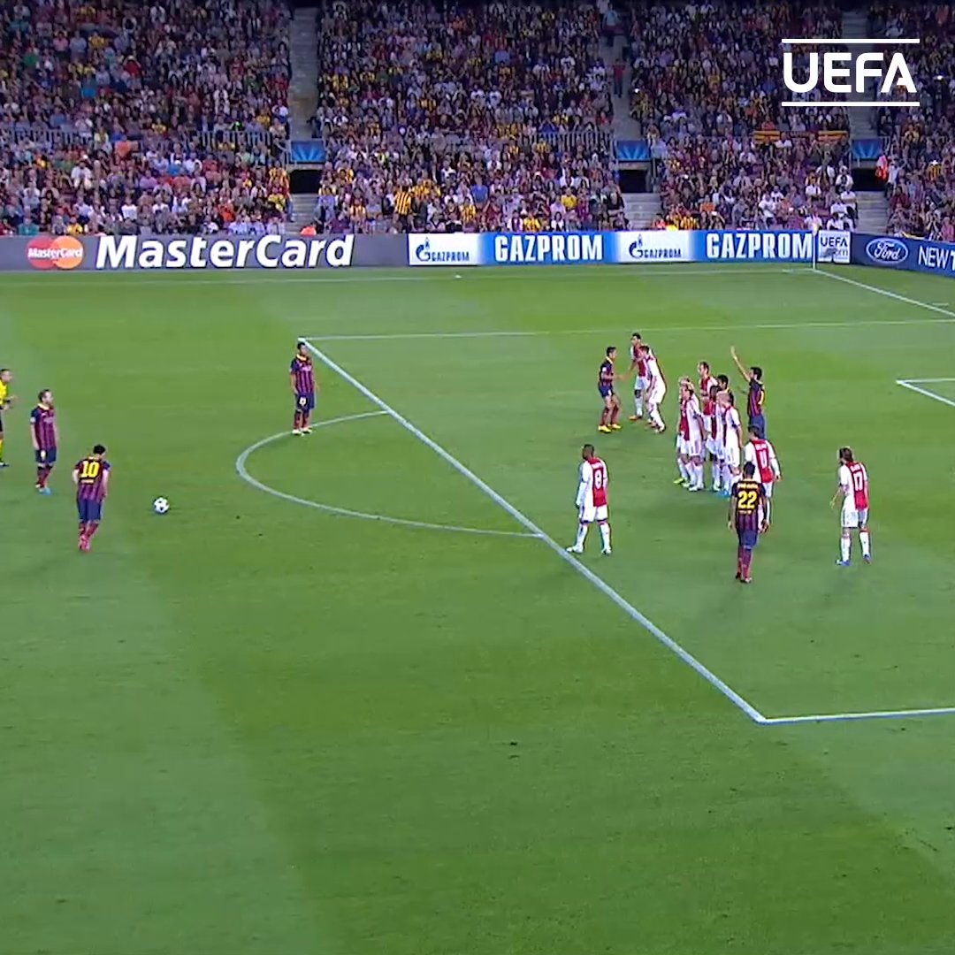 10 years ago today, Leo Messi played his 100th Champions League match and scored this banger 🤩