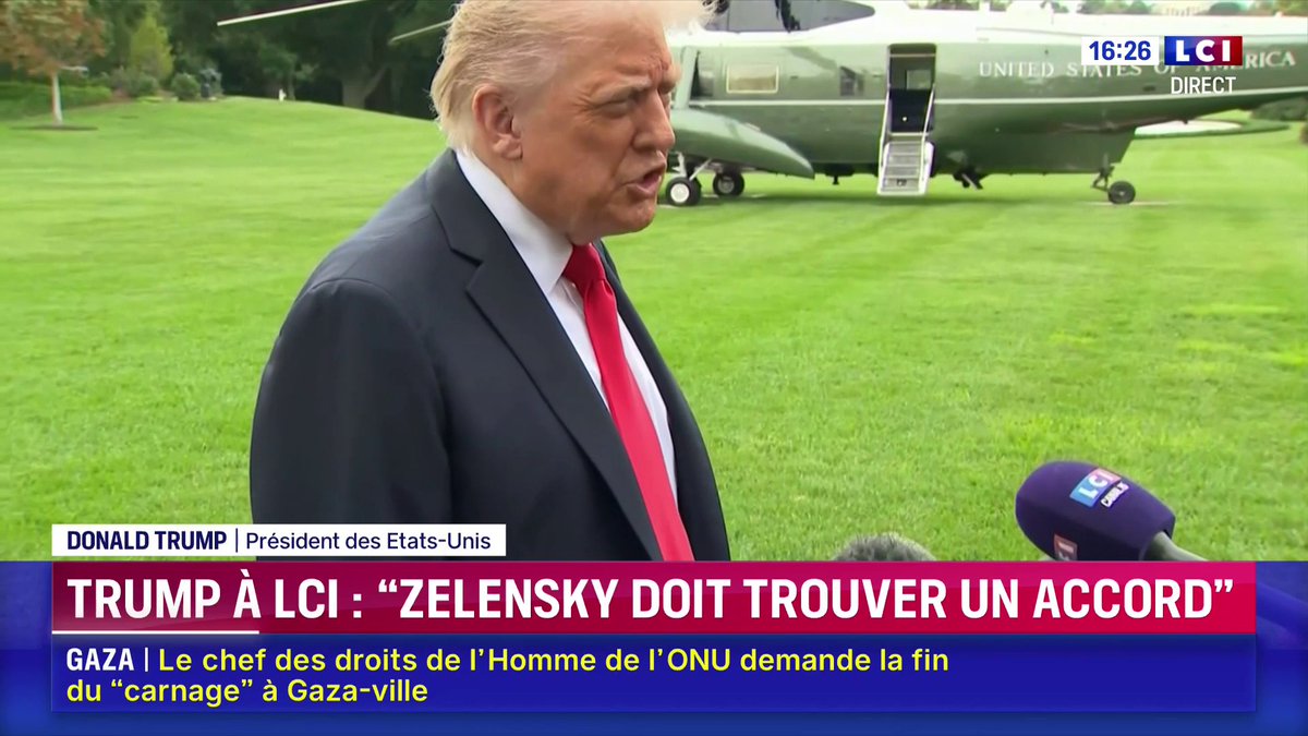 🔴 Donald Trump sur les négociations de paix en Ukraine au micro de LCI : "Zelensky doit trouver un accord. Et l'Europe doit arrêter d'acheter du pétrole à la Russie."