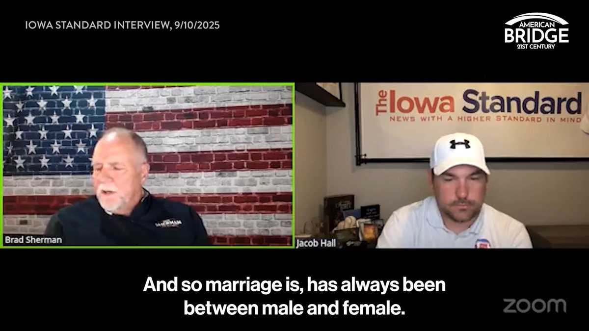 "And so marriage is, has always been between male and female." Marriage equality is at risk on the federal level, and this is what GOP #IAGov candidate Brad Sherman has to say about it in Iowa.